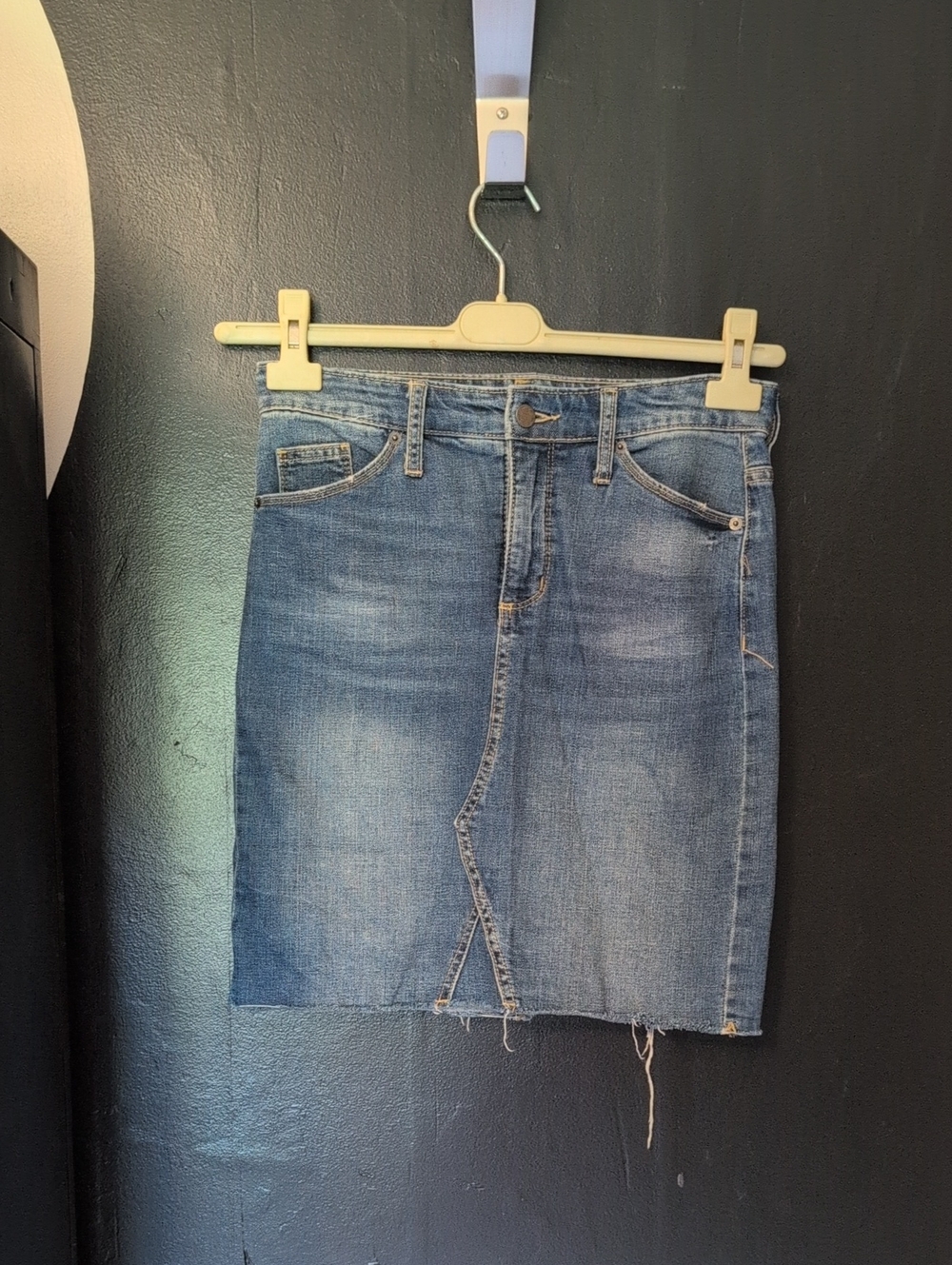 Universal Thread Blue Denim Mini Skirt with Raw Hem